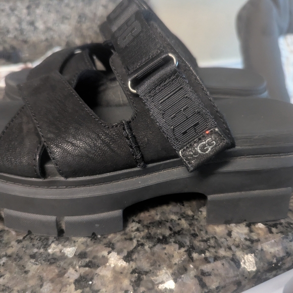 UGG Black Suede Cross-Strap Slide Sandals - Picture 7 of 7